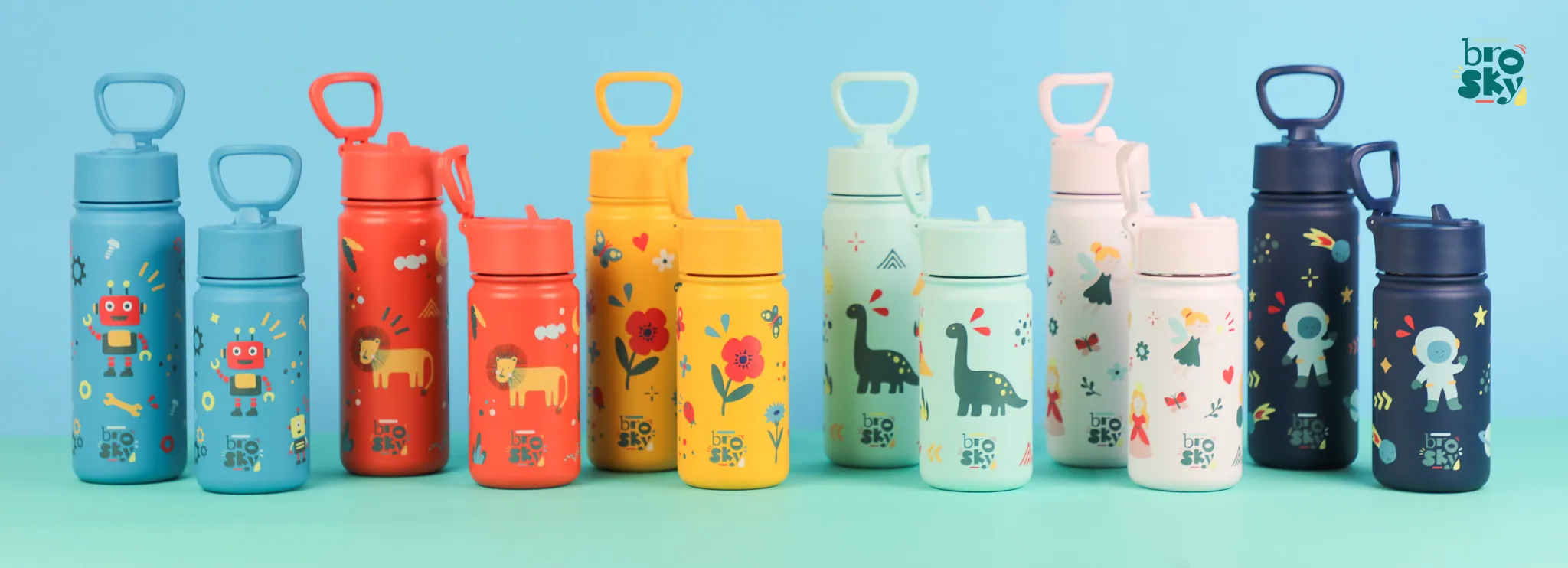 Kolorowe butelki na wodę dla dzieci Brosky Kids