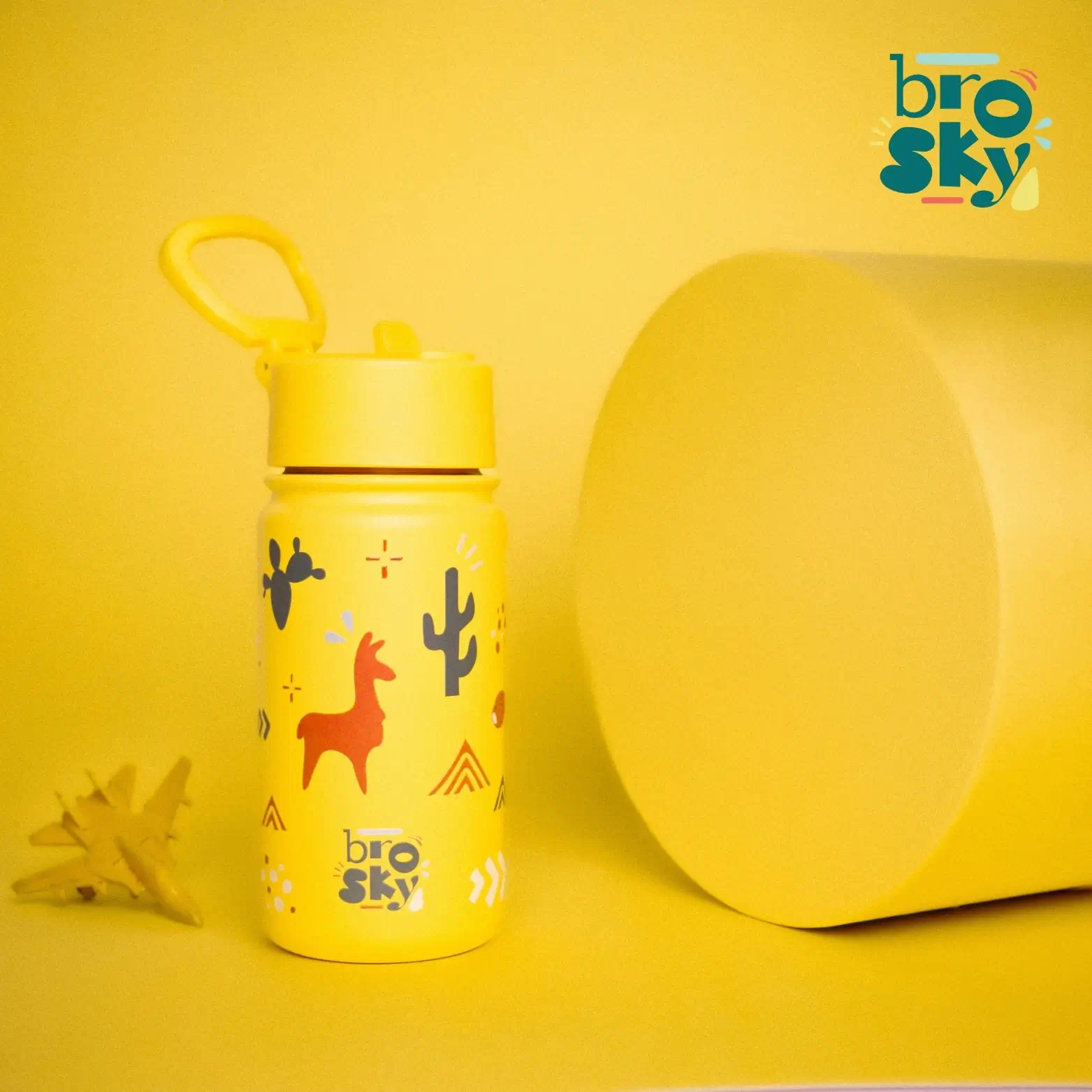 Brosky Kids Żółta butelka na wodę dla dzieci w lamy