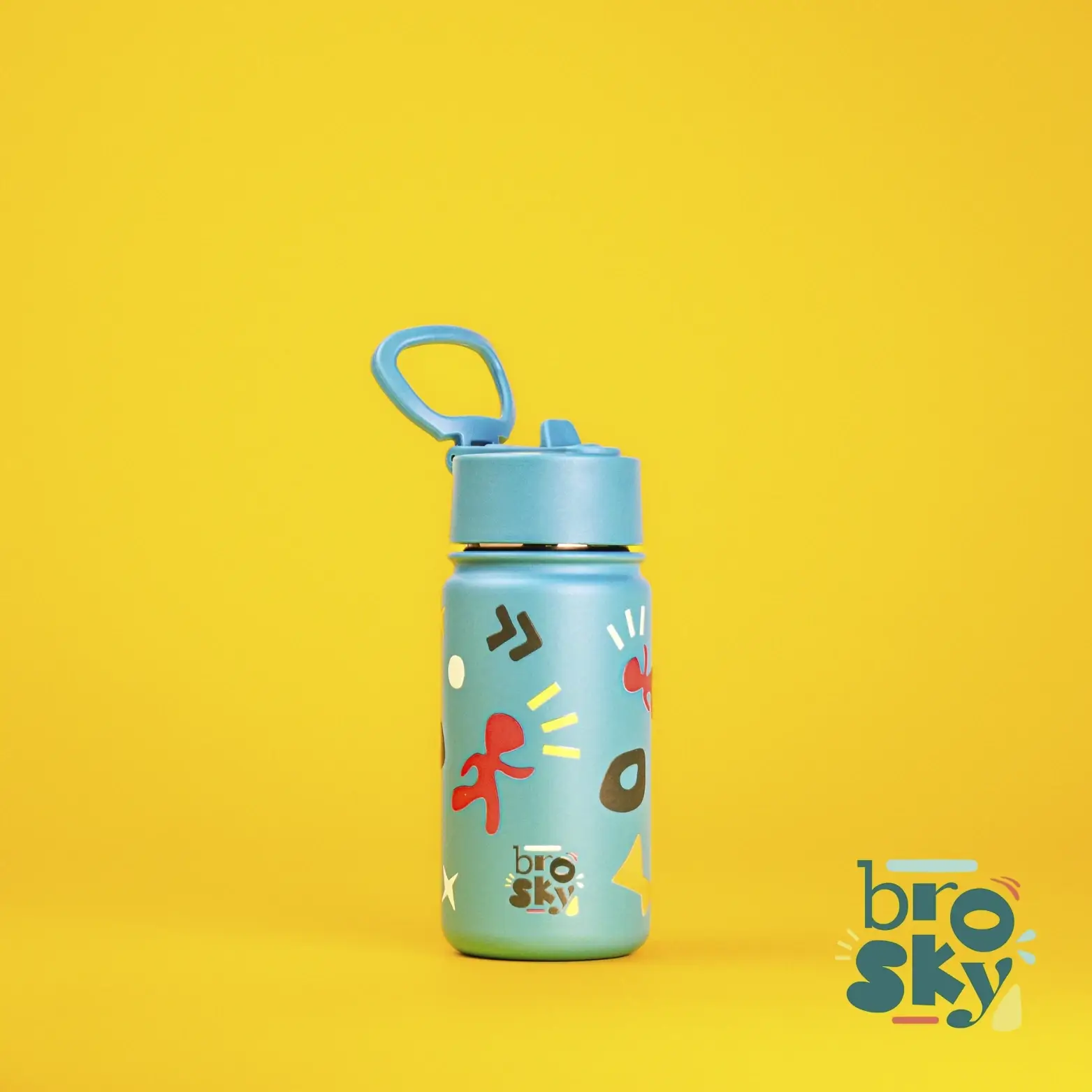 Stalowa butelka na wodę Brosky Pattern 450ml w kolorze morskim