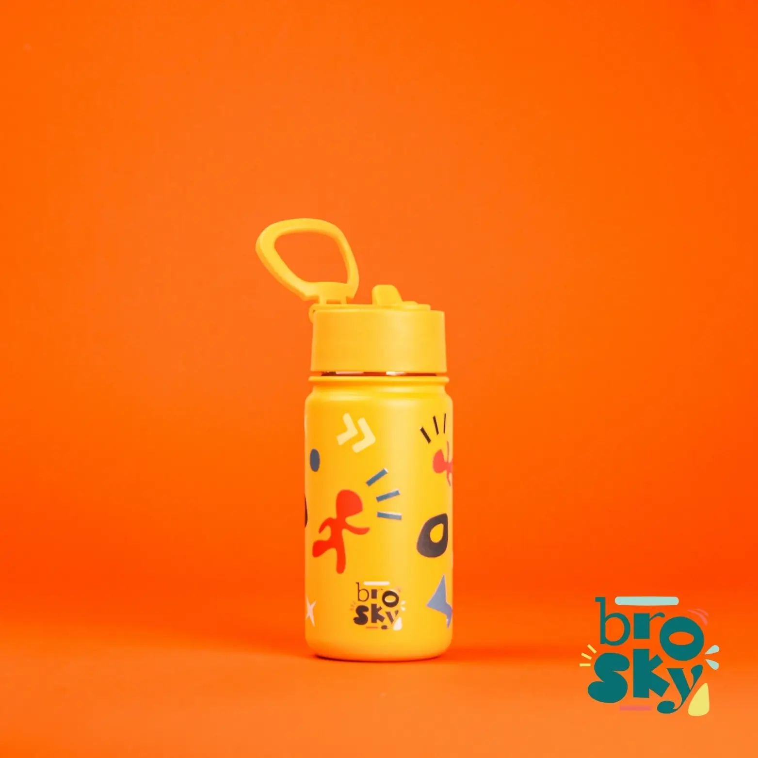 Stalowa butelka na wodę Brosky Pattern 450ml w kolorze żółym