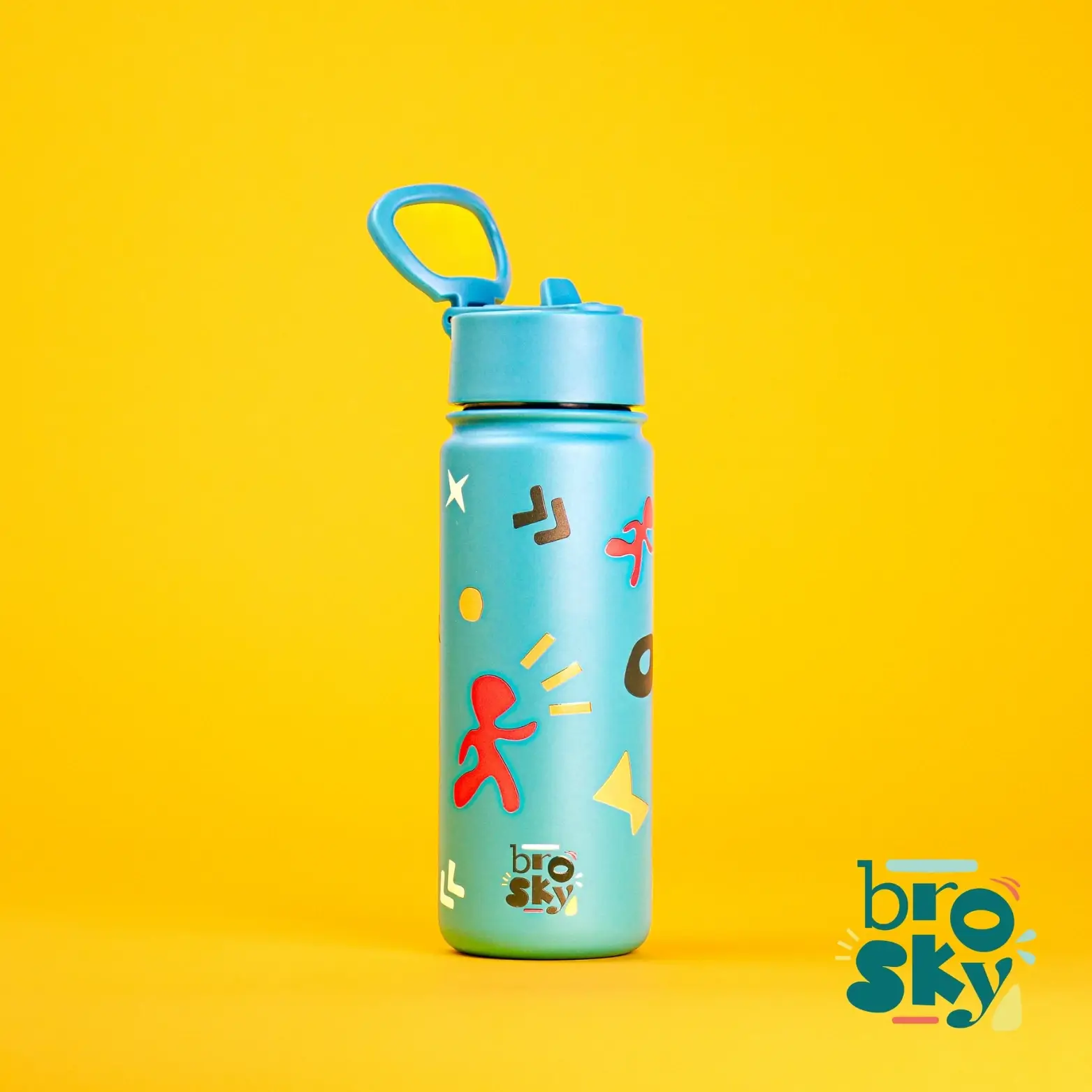 Stalowa butelka na wodę Brosky Pattern 550ml w kolorze morskim