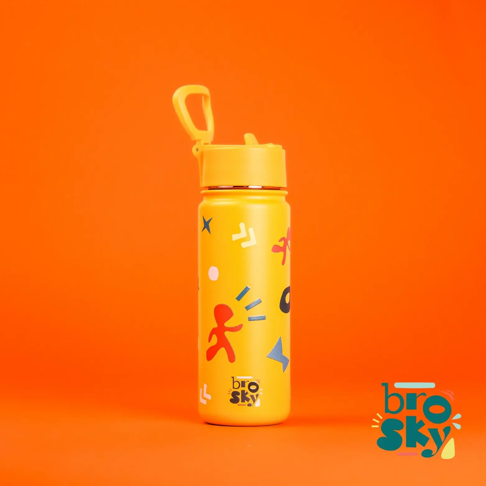 Stalowa butelka na wodę Brosky Pattern 550ml w kolorze żółtym