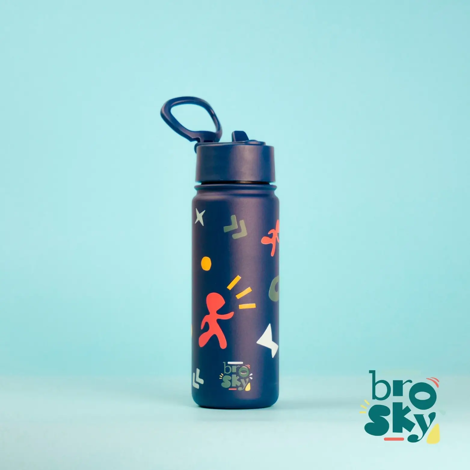 Stalowa butelka na wodę Brosky Pattern 550ml w kolorze ciemnoniebieskim