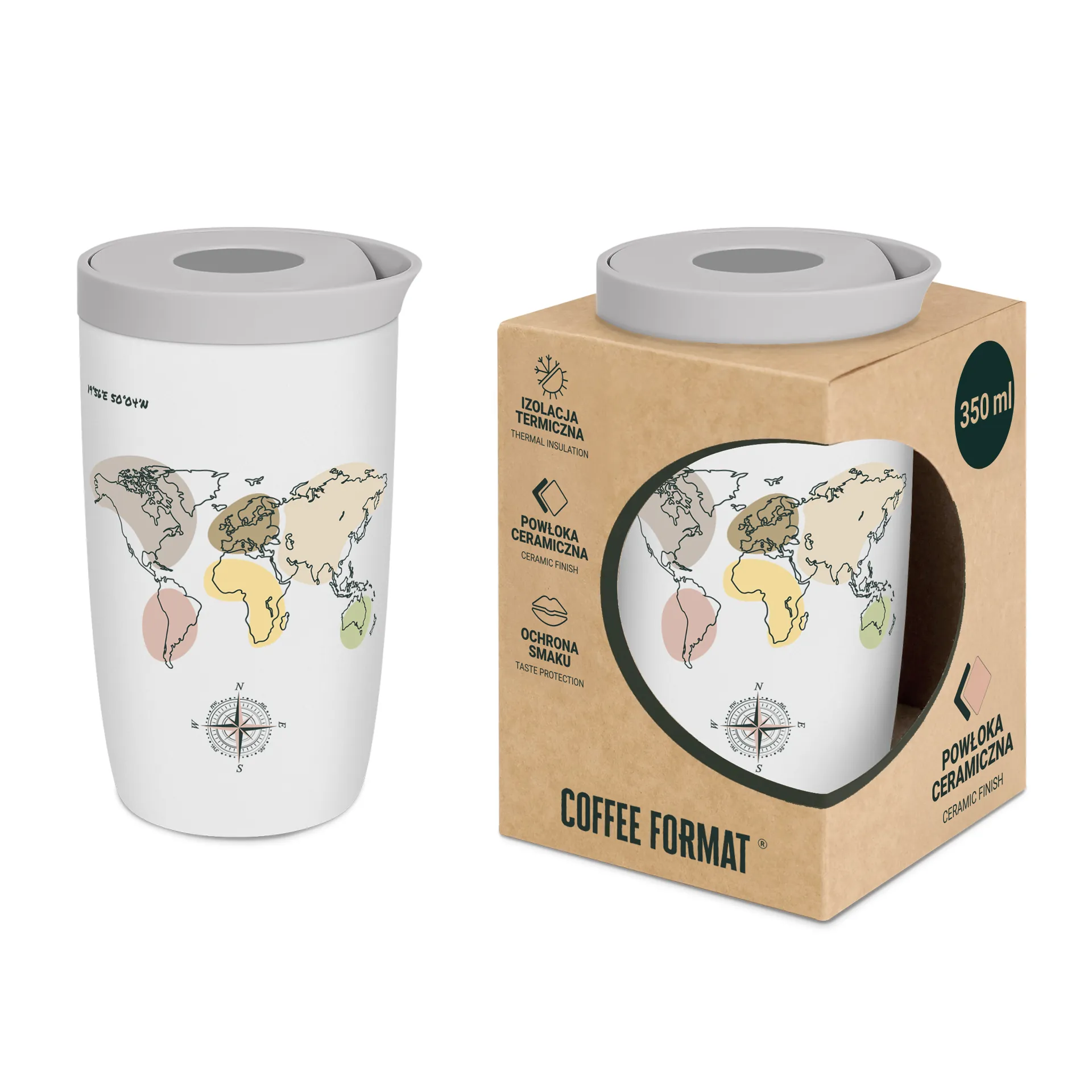 Biały kubek termiczny na kawę Coffee Format