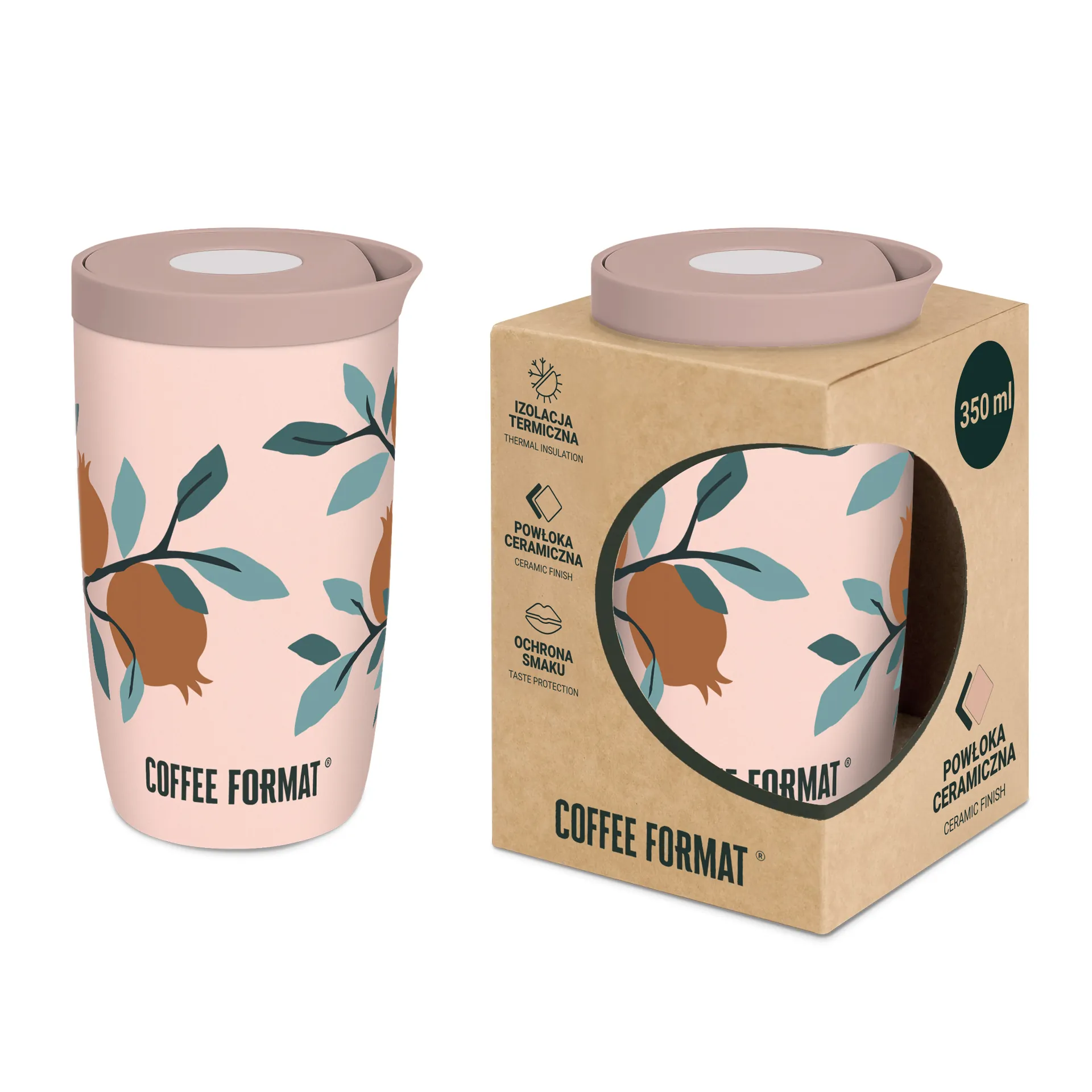 Różowy kubek termiczny na kawę Coffee Format