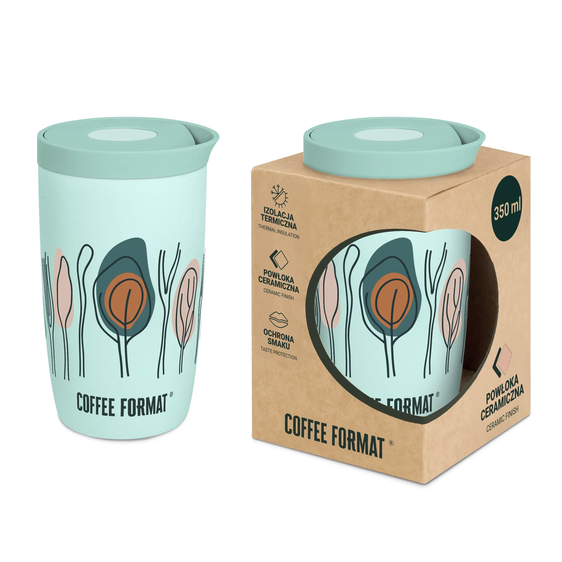 Miętowy kubek termiczny na kawę Coffee Format
