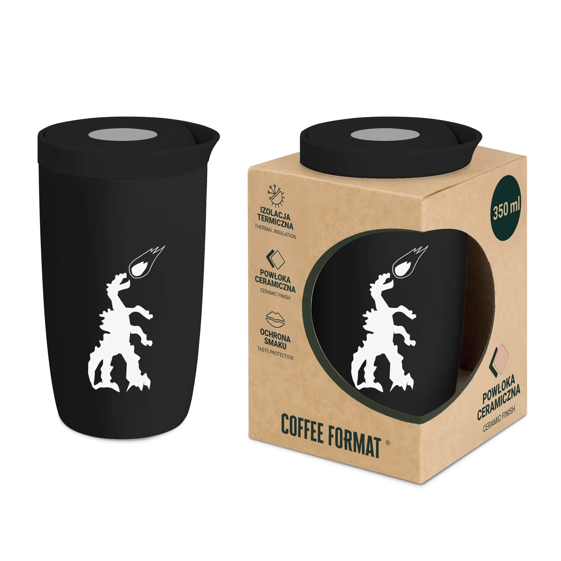 Czarny kubek termiczny na kawę Coffee Format