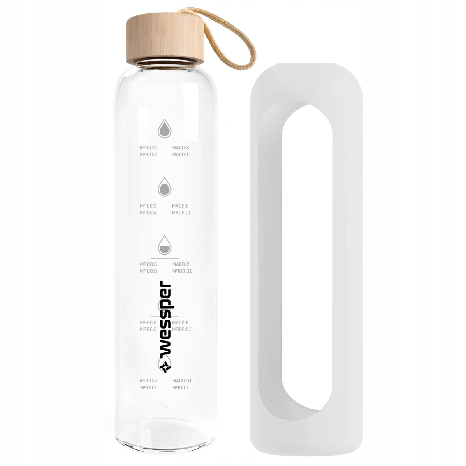 Szklana butelka na wodę Wessper z białym etui