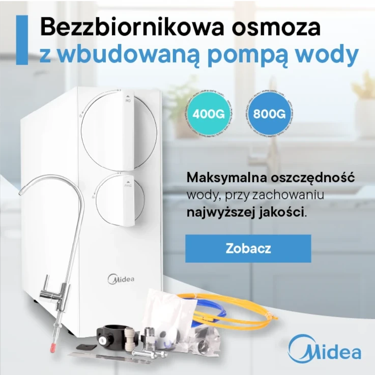 Bezzbiornikowe filtry odwróconej osmozy Midea 400 i 800
