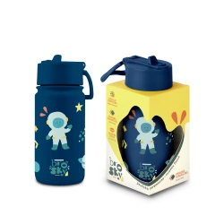 Brosky Kids Granatowa butelka na wodę dla dzieci w motyw kosmosu 450 ml