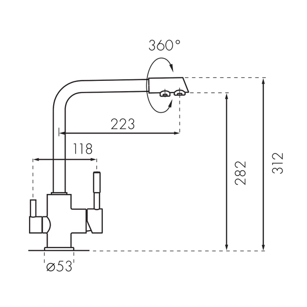 Blue Water Amanda Chrom Trójdrożna bateria kuchenna