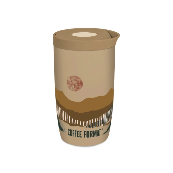 Coffee Format Brązowy kubek termiczny z motywem abstrakcyjnym 350 ml