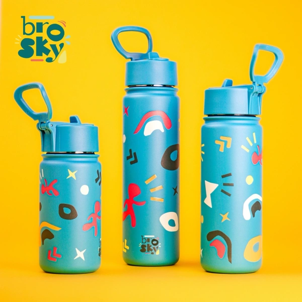 Brosky Pattern Stalowa butelka na wodę w kolorze morskim 550ml