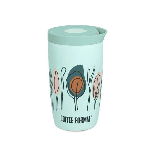 Coffee Format Miętowy kubek termiczny z motywem drzew 350 ml