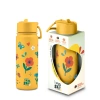 Brosky Kids Żółta butelka na wodę dla dzieci w kwiaty i owady 550 ml