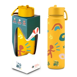 Brosky Pattern Stalowa butelka na wodę w kolorze żółtym 680ml