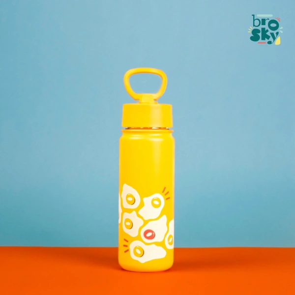 Brosky O. Żółty bidon na wodę ze słomką 550 ml