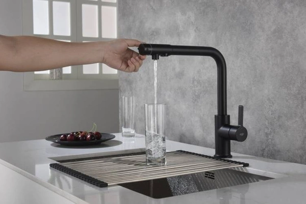 Blue Water Royal Czarny Mat Trójdrożna bateria kuchenna