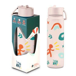 Brosky Pattern Stalowa butelka na wodę w kolorze różowym 680ml