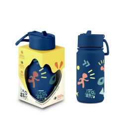 Brosky Pattern Stalowa butelka na wodę w kolorze ciemnoniebieskim 450ml