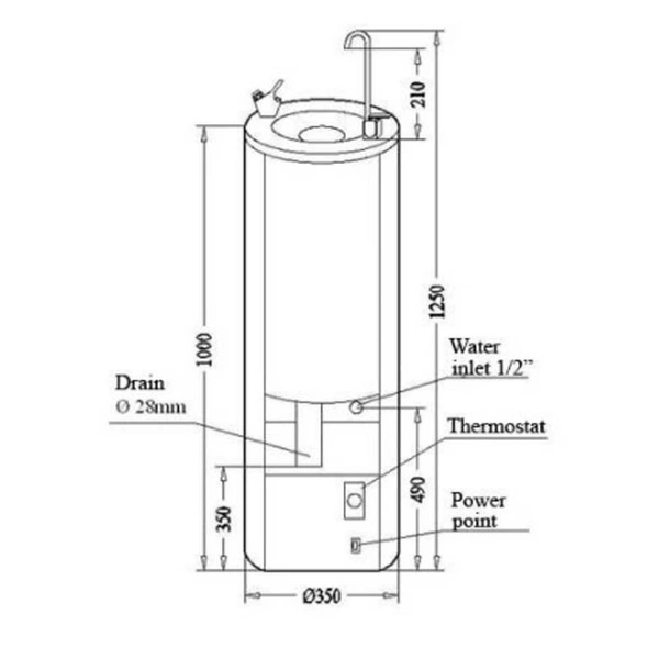 Canaletas M-6AROLV Okrągła fontanna wody pitnej z wodą schłodzoną i kranikiem