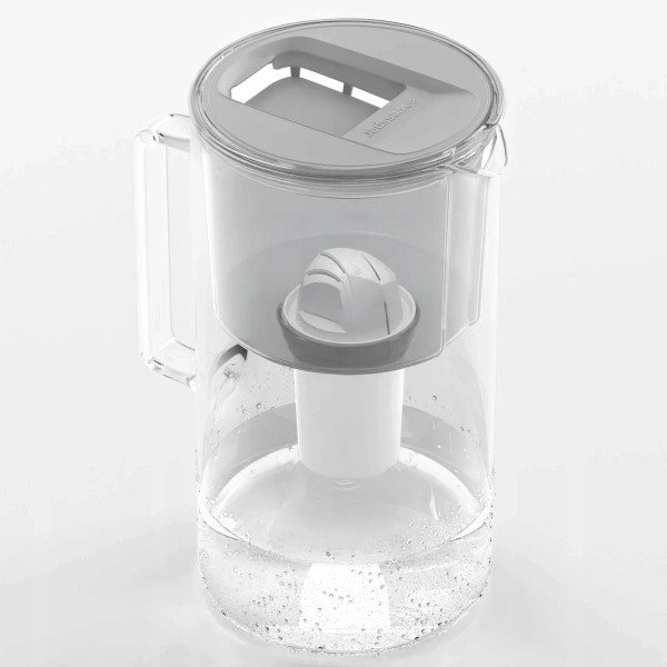 Wessper AquaClassic Crystalline 3L Szary szklany dzbanek filtrujący z 12 wkładami