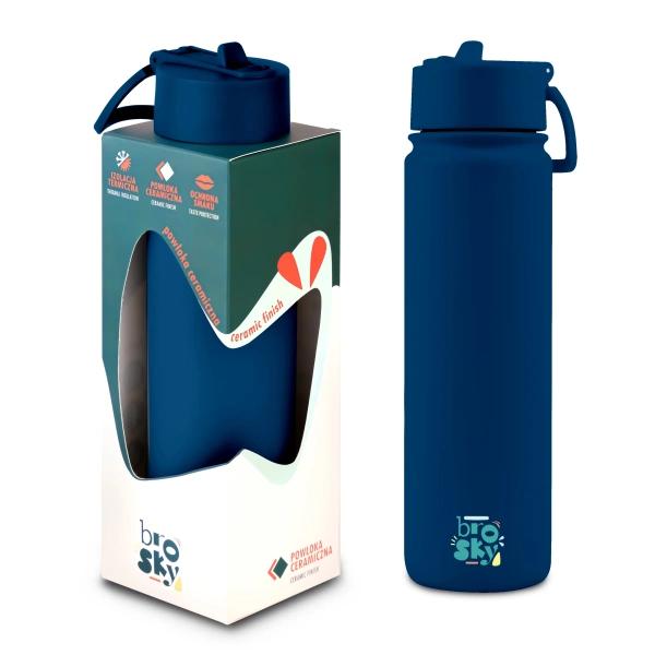Brosky Basic Stalowa butelka na wodę w kolorze ciemnoniebieskim 680ml