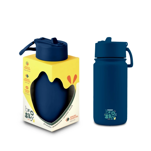 Brosky Basic Stalowa butelka na wodę w kolorze ciemnoniebieskim 450ml 