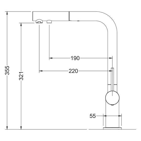 Blue Water Delta Stal Trójdrożna bateria kuchenna z wyciąganą wylewką