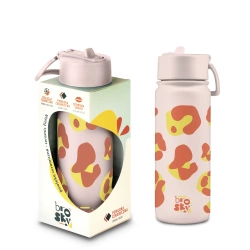Brosky Wild Różowa butelka na wodę z nadrukiem w motyw zwierzęcy 550 ml