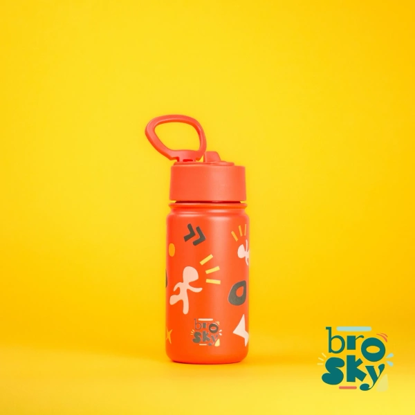 Brosky Pattern Stalowa butelka na wodę w kolorze ceglanym 450ml