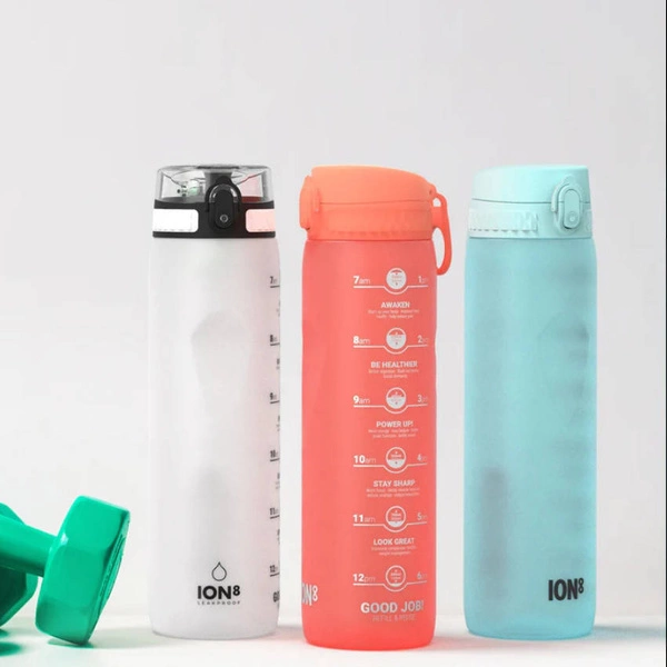 ION8 Turkusowa butelka na wodę z miarką 1000 ml