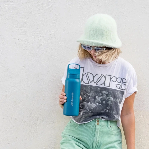 LifeStraw Go 2.0 Turkusowa stalowa butelka filtrująca 1L z dodatkowymi wkładami