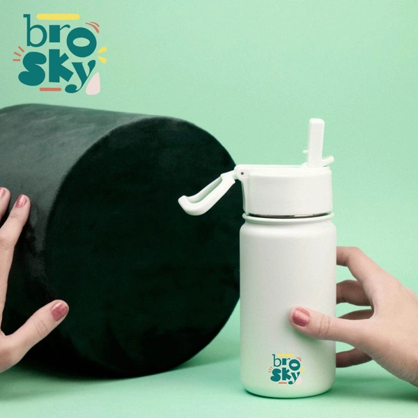 Brosky Basic Stalowa butelka na wodę w kolorze miętowym 450ml