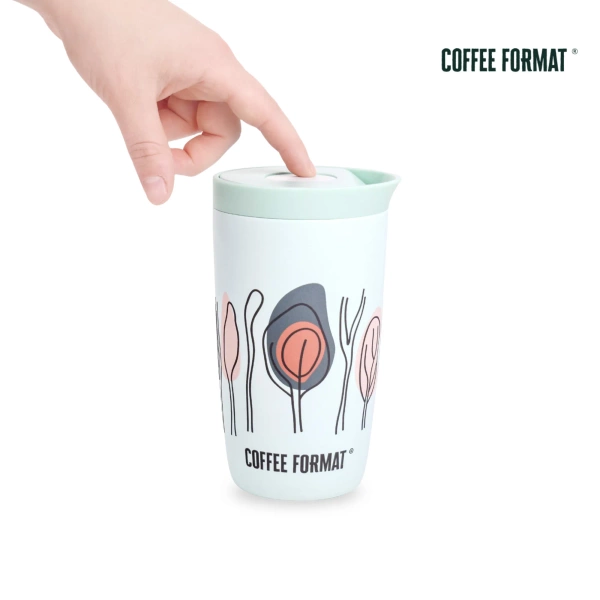 Coffee Format Miętowy kubek termiczny z motywem drzew 350 ml