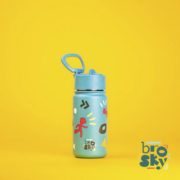 Brosky Pattern Stalowa butelka na wodę w kolorze morskim 450ml