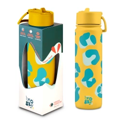 Brosky Wild Żółta butelka na wodę z nadrukiem w motyw zwierzęcy 680 ml