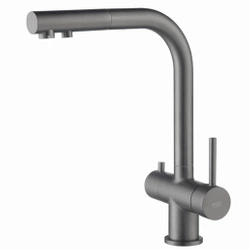 Blue Water Apala Grafit Trójdrożna bateria kuchenna z wyciąganą wylewką