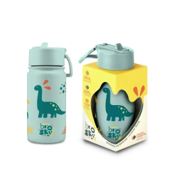 Brosky Kids Miętowa butelka na wodę dla dzieci w dinozaury 450 ml
