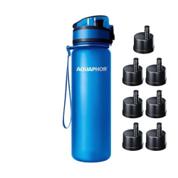 Aquaphor City 0,5L Niebieska butelka filtrująca wodę z 7 wkładami