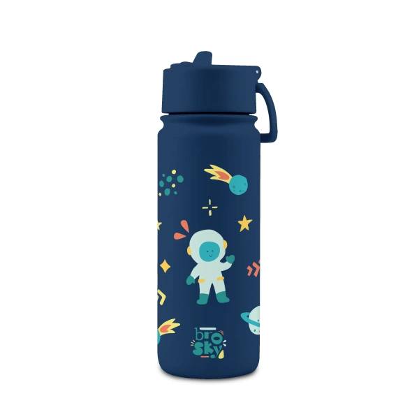Brosky Kids Granatowa butelka na wodę dla dzieci w motyw kosmosu 550 ml