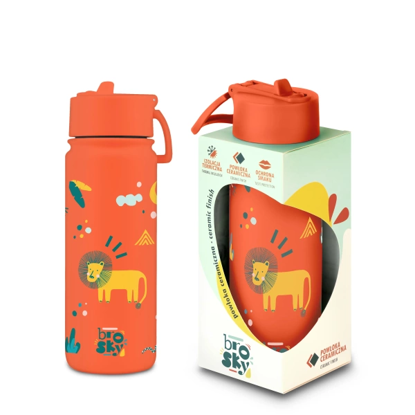 Brosky Kids Ceglasta butelka na wodę dla dzieci w motyw safari 550 ml