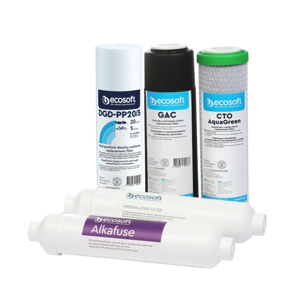 Ecosoft Pure Alkafuse Zestaw 5 wkładów do filtra odwróconej osmozy
