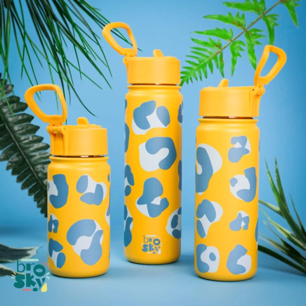 Brosky Wild Żółty bidon na wodę z nadrukiem 450 ml