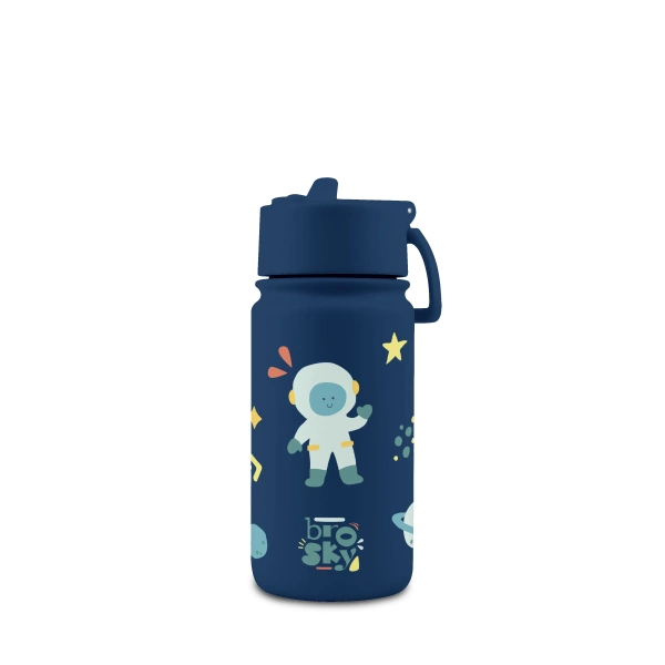 Brosky Kids Granatowa butelka na wodę dla dzieci w motyw kosmosu 450 ml