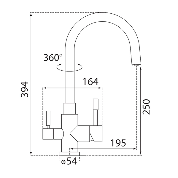 Blue Water Palmira Inox Bateria kuchenna trójdrożna