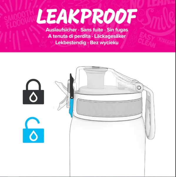 ION8 Różowa butelka na wodę w jednorożce 500 ml