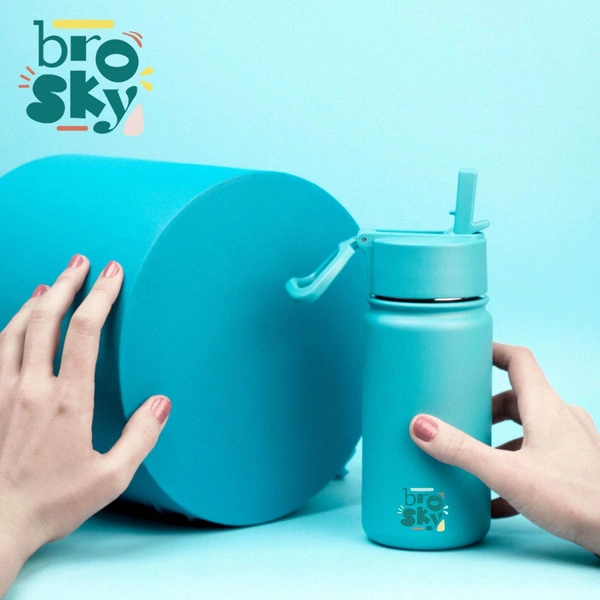 Brosky Basic Stalowa butelka na wodę w kolorze morskim 450ml