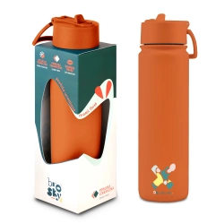 Brosky Abstract Ceglasta stalowa butelka termiczna ze słomką 680 ml