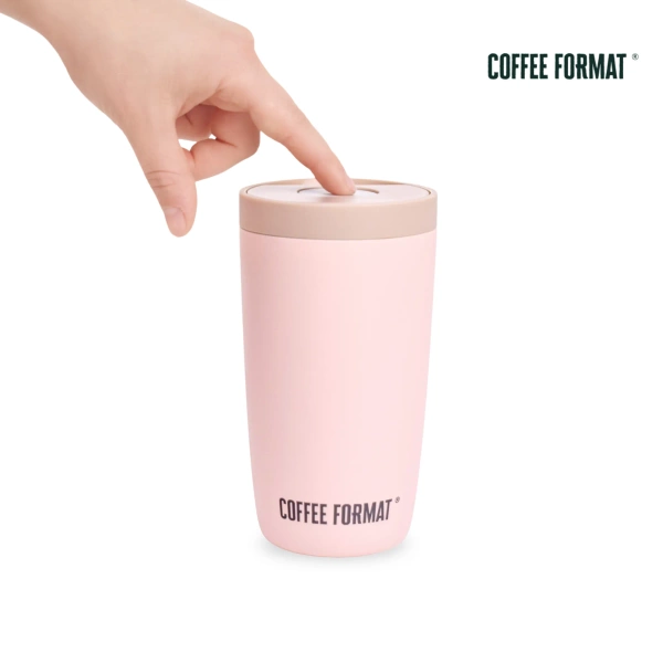 Coffee Format Różowy kubek termiczny z nadrukiem 350 ml